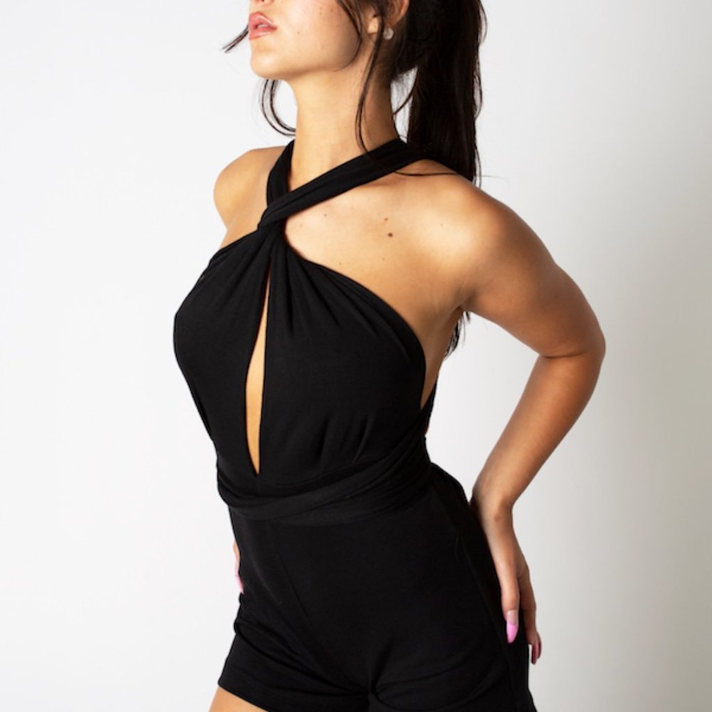 Chambray Black Infinity Romper